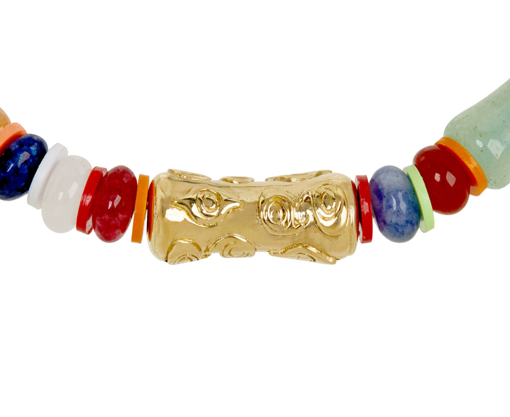 Luis Morais Mixed Gemstone and Gold Beaded Bracelet - closeup