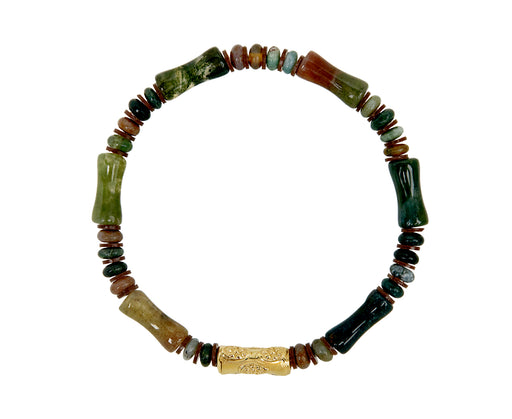Luis Morais Indian Agate and Gold Beaded Bracelet