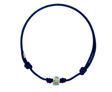 Luis Morais Turquoise Lego Cube Bead on Cord Bracelet