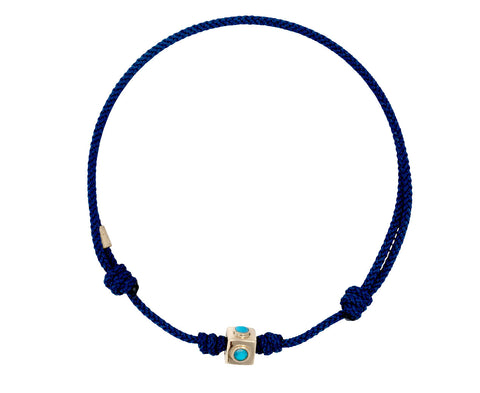 Luis Morais Turquoise Lego Cube Bead on Cord Bracelet