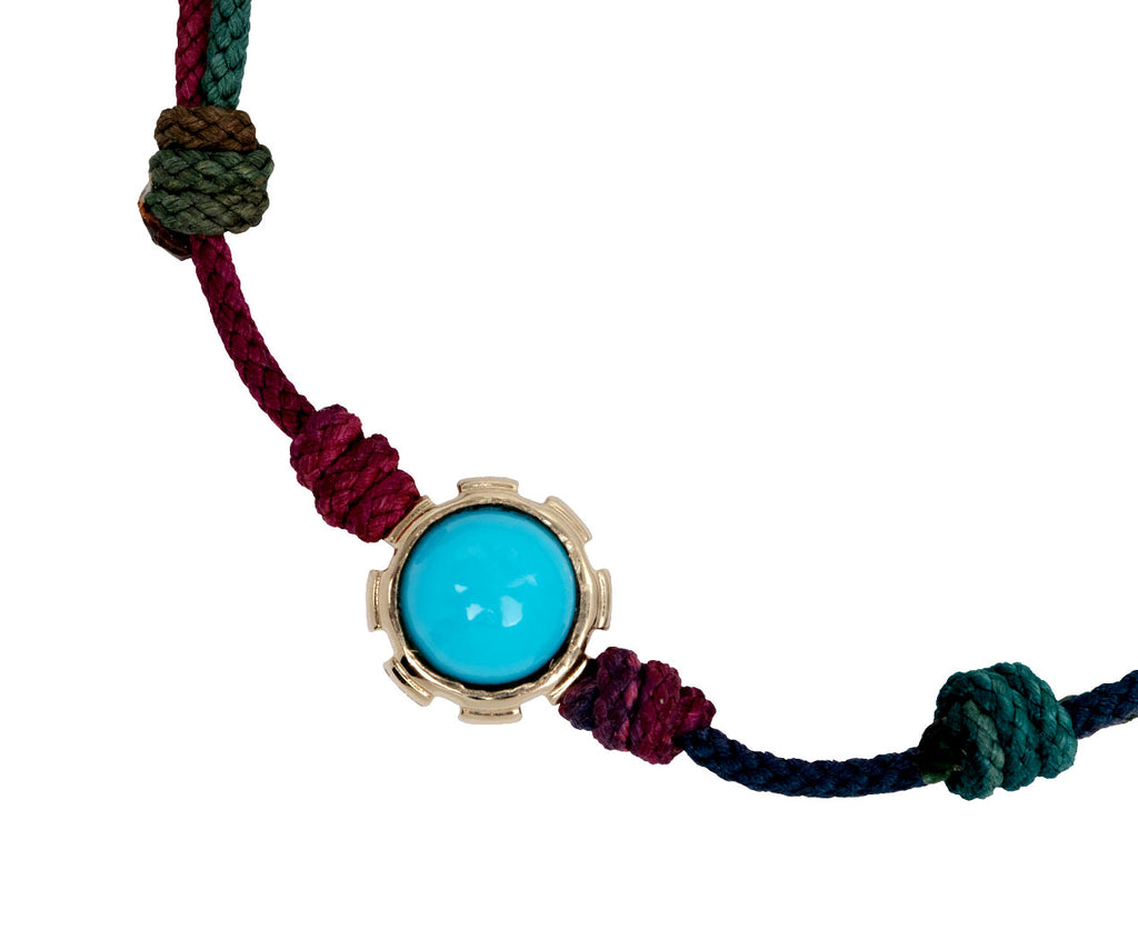 Luis Morais Turquoise and Tiger's Eye Bead on Cord Bracelet - Closeup Turquoise