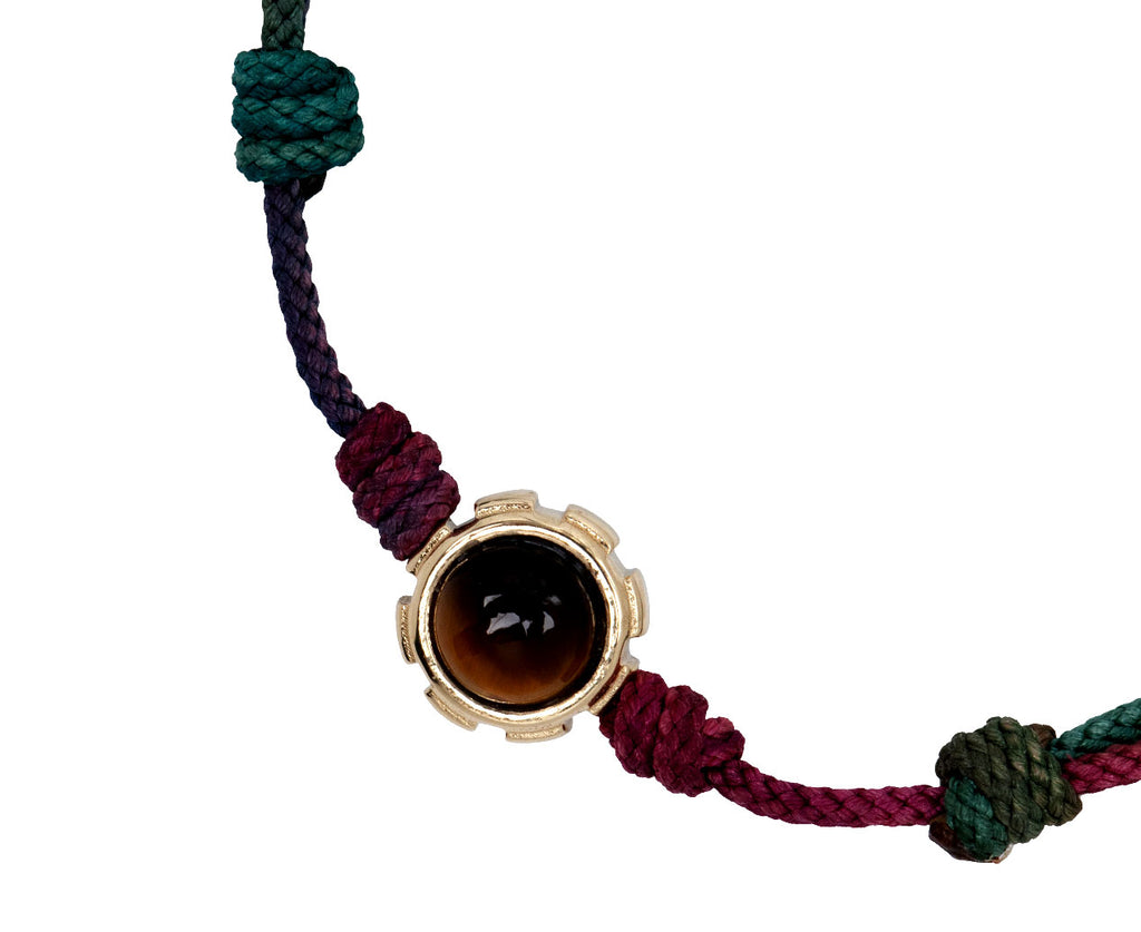 Luis Morais Turquoise and Tiger's Eye Bead on Cord Bracelet - Closeup TIger's Eye