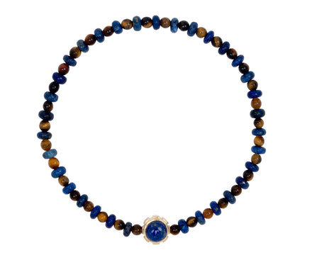 Luis Morais Lapis and Tiger's Eye Bead on Lapis and Tiger's Eye Beaded Bracelet