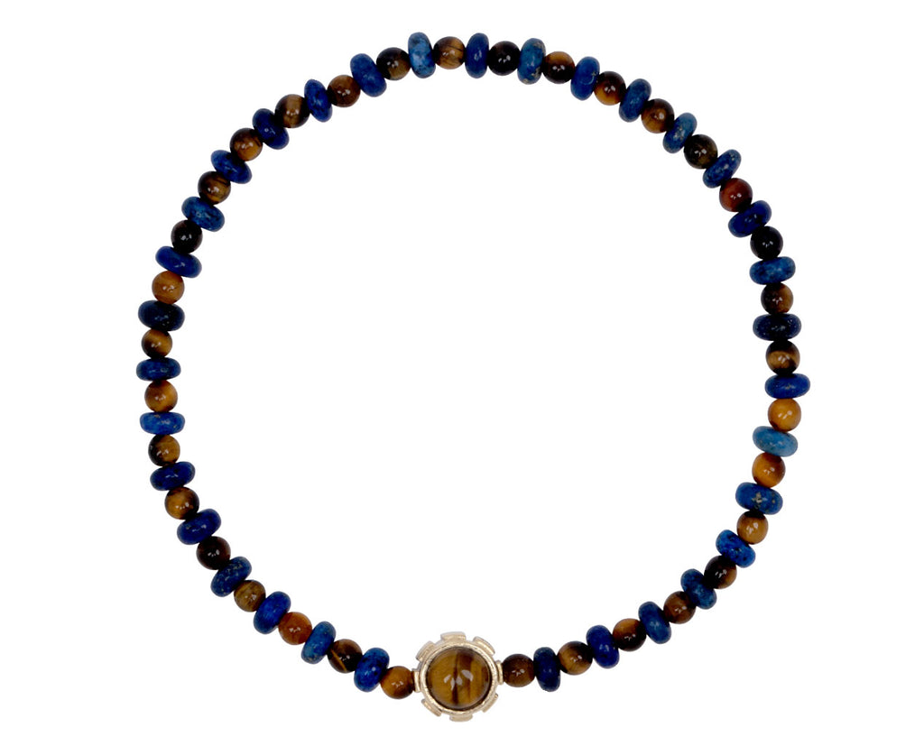 Luis Morais Lapis and Tiger's Eye Bead on Lapis and Tiger's Eye Beaded Bracelet  - Tiger's Eye Side