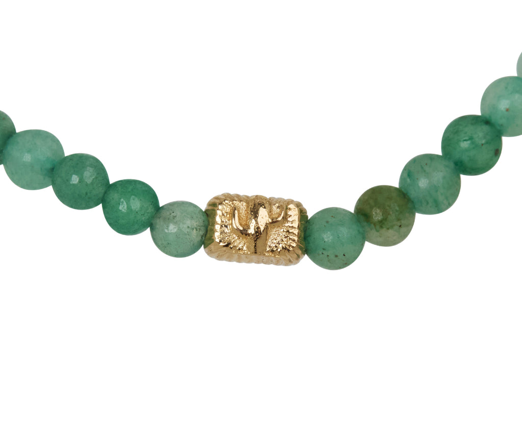 Luis Morais Adventurine and Gold Cactus Beaded Charm Bracelet - Closeup