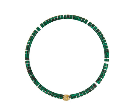 Luis Morais Malachite and Gold Skull Beaded Bracelet