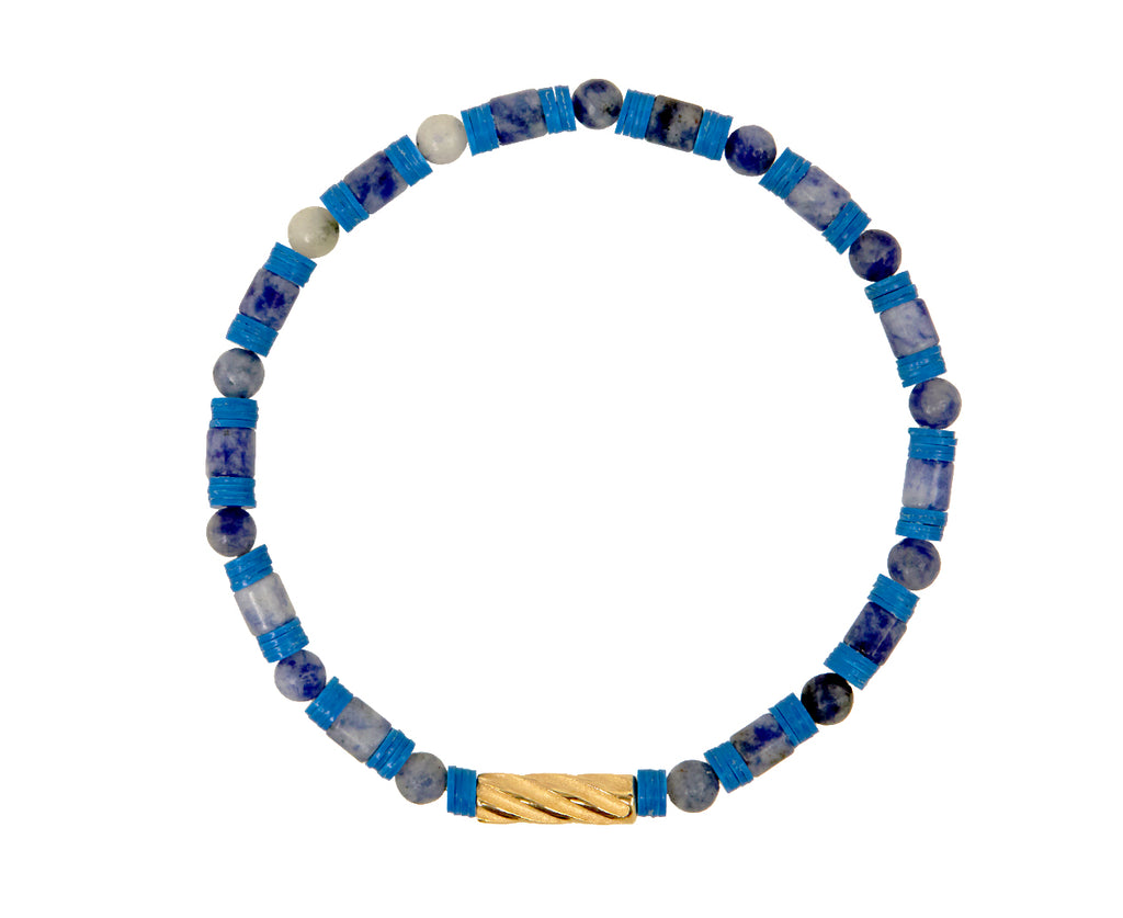 Luis Morais Sodalite and Vinyl Gold Drill Bit Beaded Bracelet