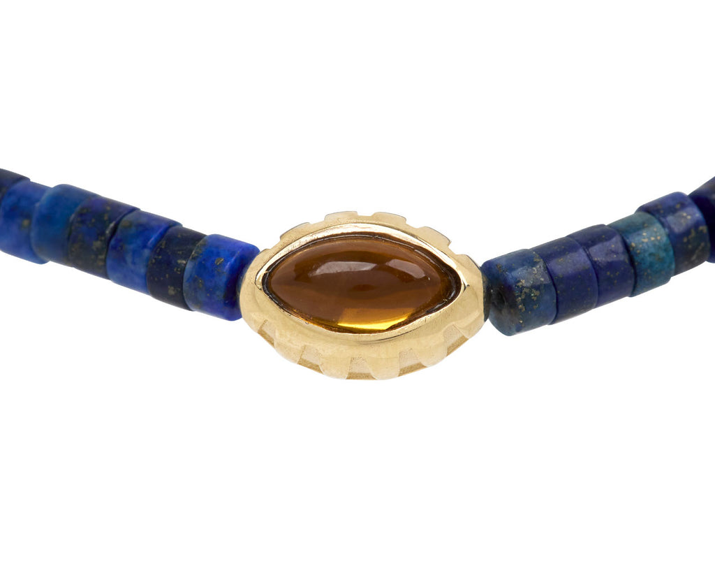Luis Morais Citrine and Lapis Beaded Bracelet - Closeup Citrine Eye Bead