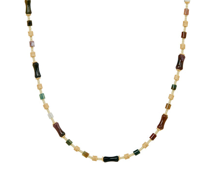 Luis Morais Indian Agate, Glass and Vinyl Beaded Necklace