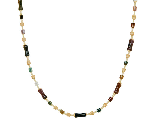 Luis Morais Indian Agate, Glass and Vinyl Beaded Necklace