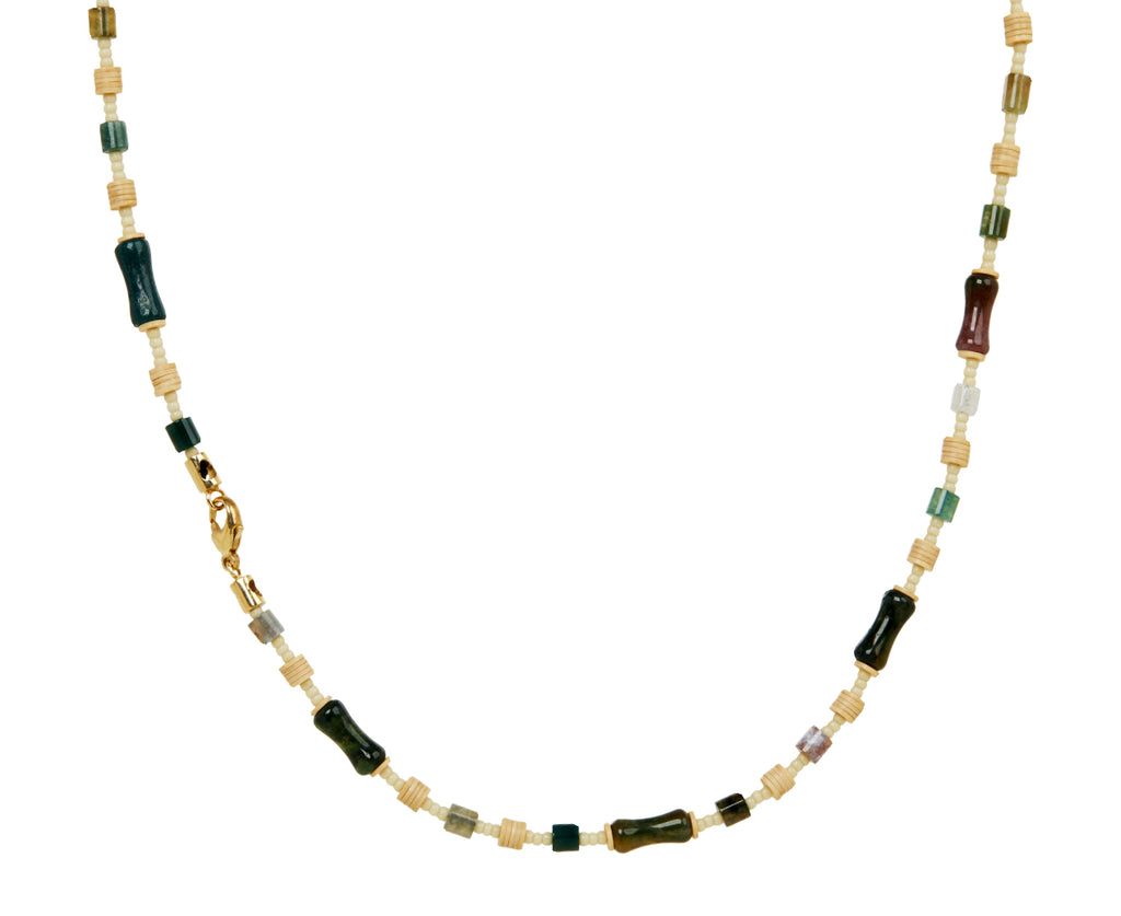 Luis Morais Indian Agate, Glass and Vinyl Beaded Necklace