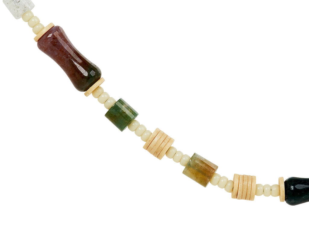 Luis Morais Indian Agate, Glass and Vinyl Beaded Necklace - closeup