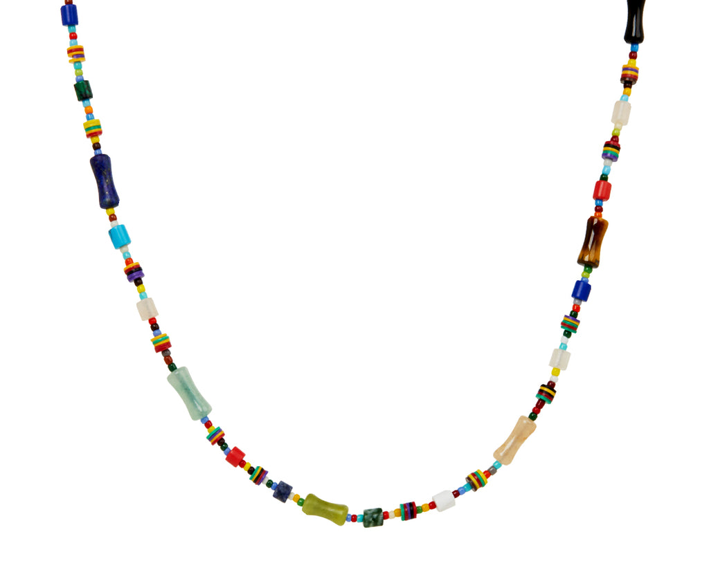 Luis Morais Mixed Gem, Glass and Vinyl Beaded Necklace