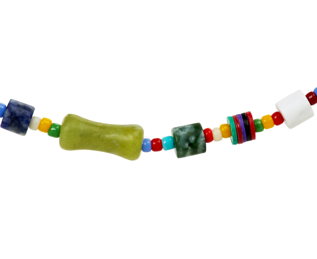 Luis Morais Mixed Gem, Glass and Vinyl Beaded Necklace - closeup
