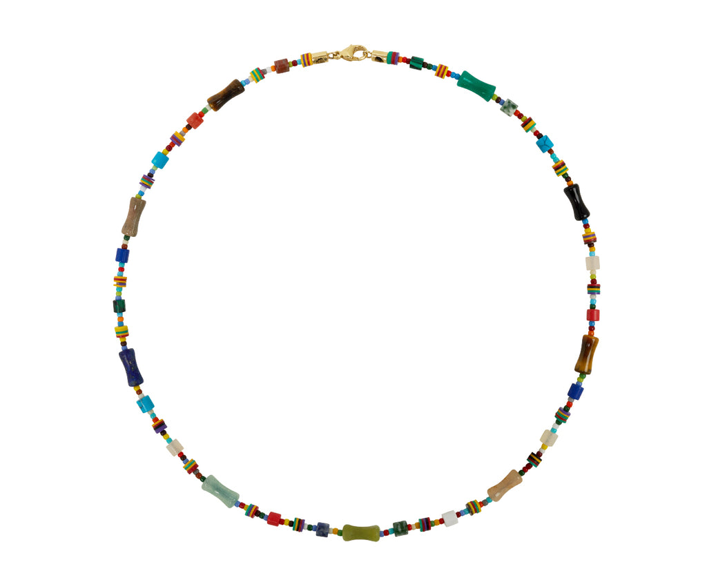 Luis Morais Mixed Gem, Glass and Vinyl Beaded Necklace - top down