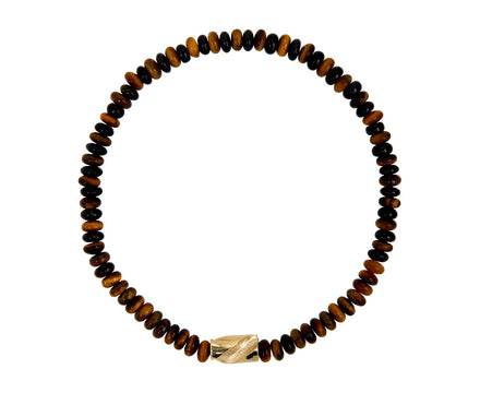 Luis Morais Tiger's Eye and Short Gold Drill Bit Beaded Bracelet