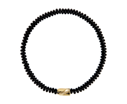 Luis Morais Black Onyx and Short Gold Drill Bit Beaded Bracelet