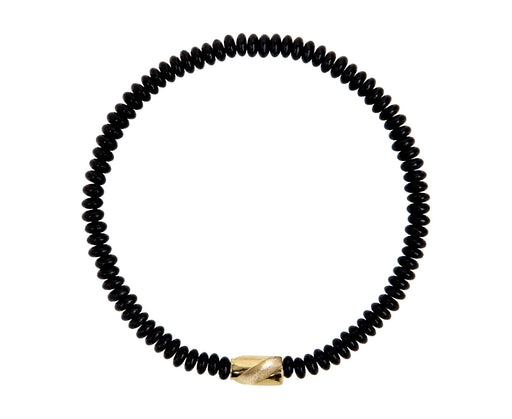 Luis Morais Black Onyx and Short Gold Drill Bit Beaded Bracelet