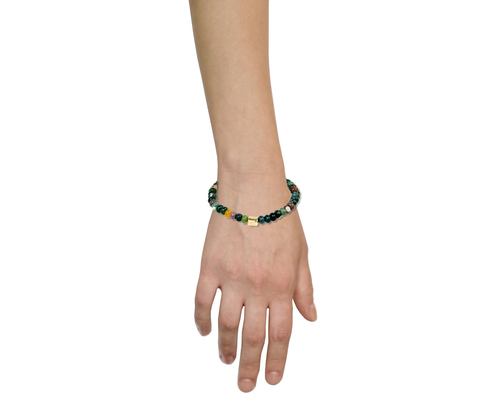 Luis Morais Clover Ingot and Indian Agate Beaded Bracelet - Profile