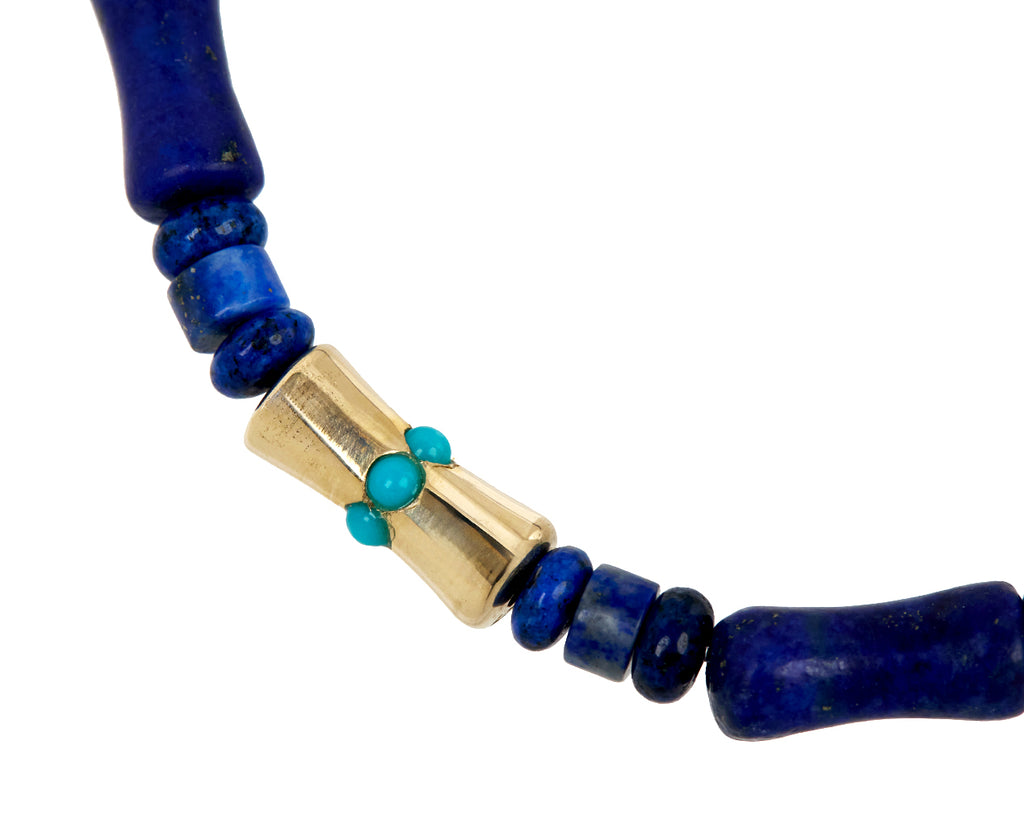 Luis Morais Lapis and Gold Beaded Bracelet - Closeup