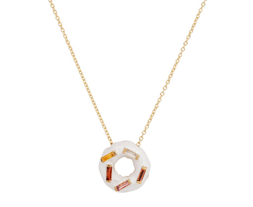 White Glazed Sprinkles Donut Necklace