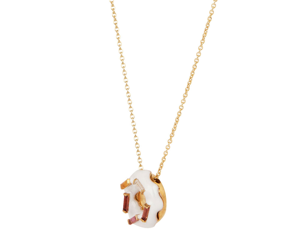 White Glazed Sprinkles Donut Necklace