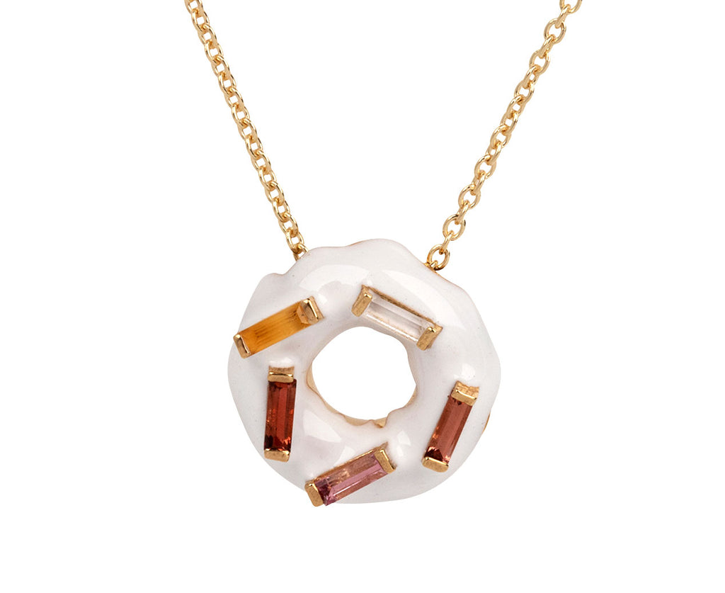 White Glazed Sprinkles Donut Necklace