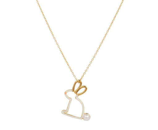 White Enamel Conejito Perla Necklace