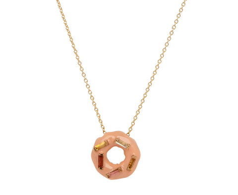 Pink Glazed Sprinkles Donut Necklace