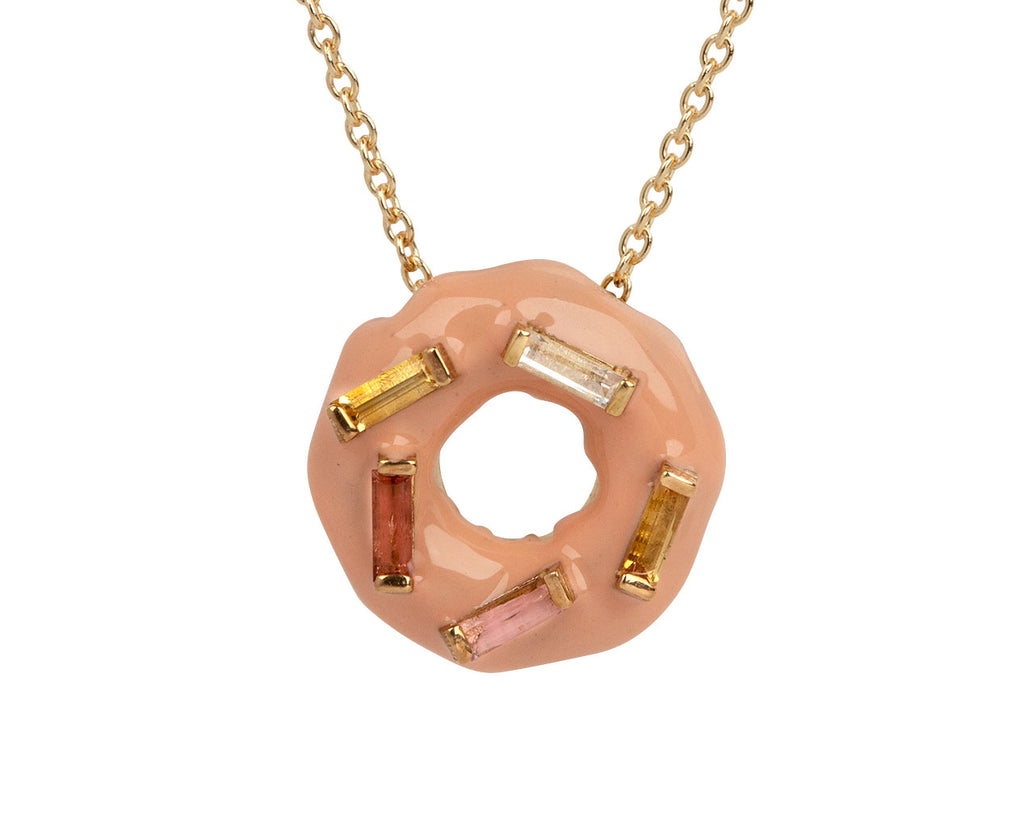 Pink Glazed Sprinkles Donut Necklace