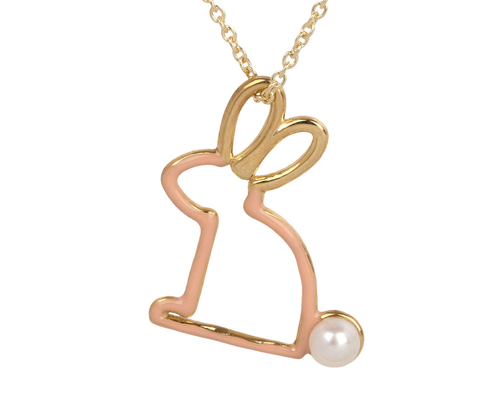 Pink Enamel Conejito Perla Necklace