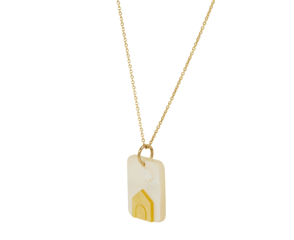 Aliita Mother-of-Pearl Little House Pendant Necklace - Angled View