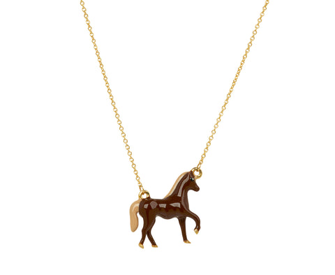 Aliita Chocolate Brown Horse Pendant Necklace