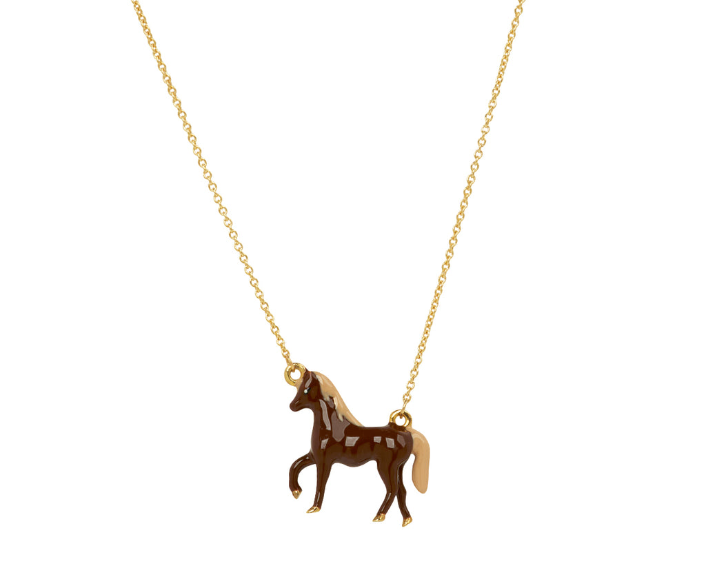 Aliita Chocolate Brown Horse Pendant Necklace - Back