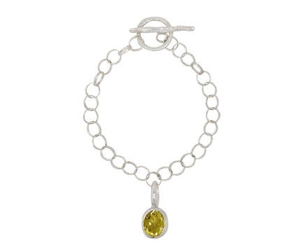 Disa Allsopp Hammered Silver Link Bracelet with Lemon Quartz Drop