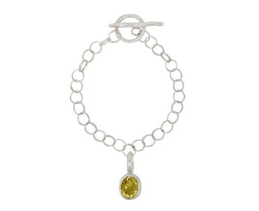 Disa Allsopp Hammered Silver Link Bracelet with Lemon Quartz Drop