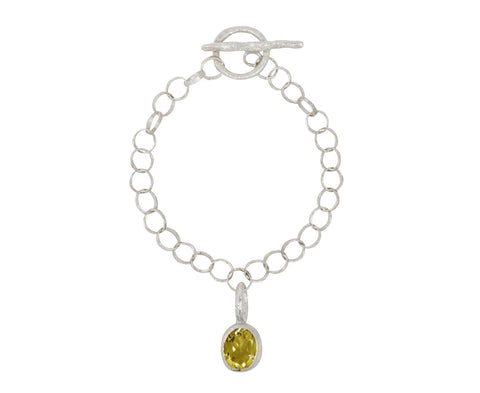 Disa Allsopp Hammered Silver Link Bracelet with Lemon Quartz Drop