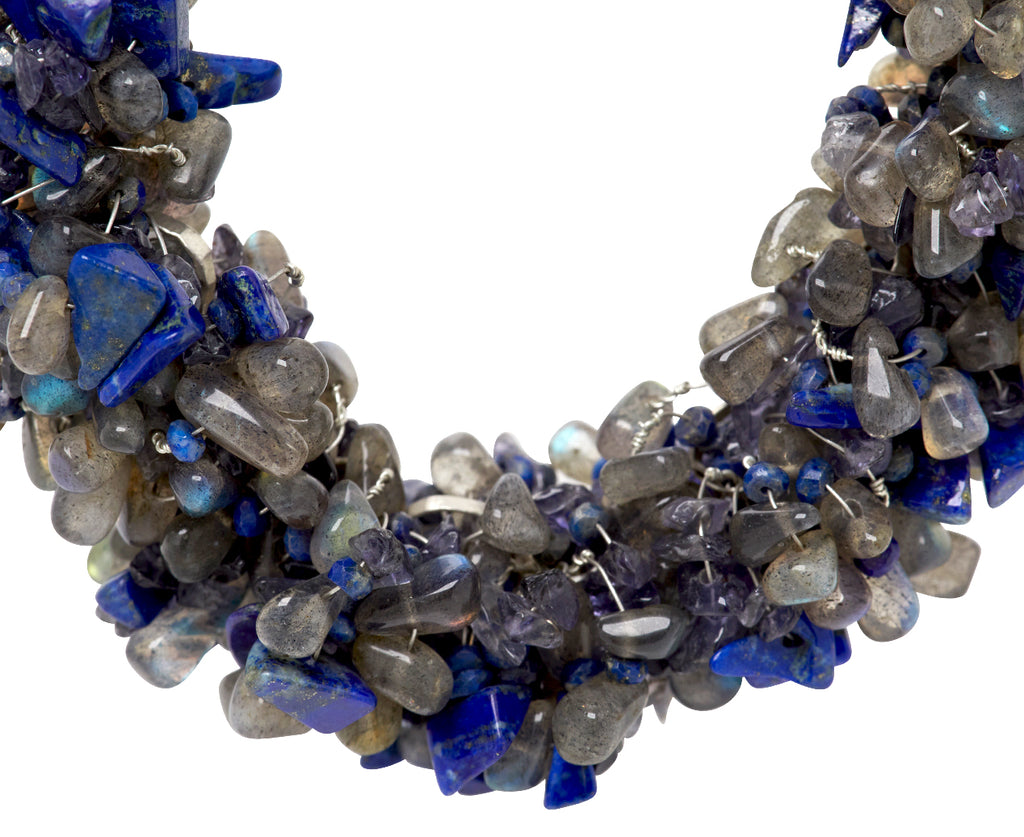 Disa Allsopp Labradorite, Lapis and Amethyst Chain Necklace - Closeup