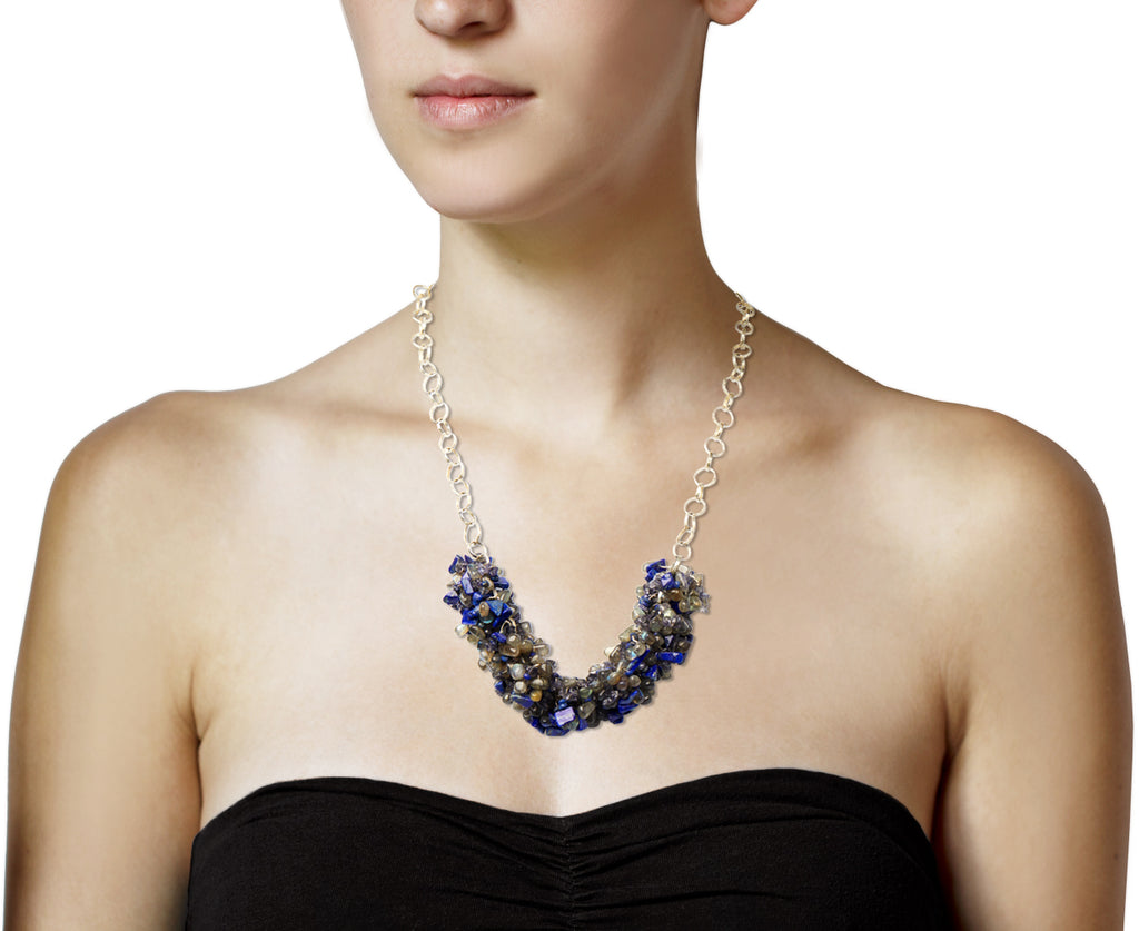 Disa Allsopp Labradorite, Lapis and Amethyst Chain Necklace - Profile