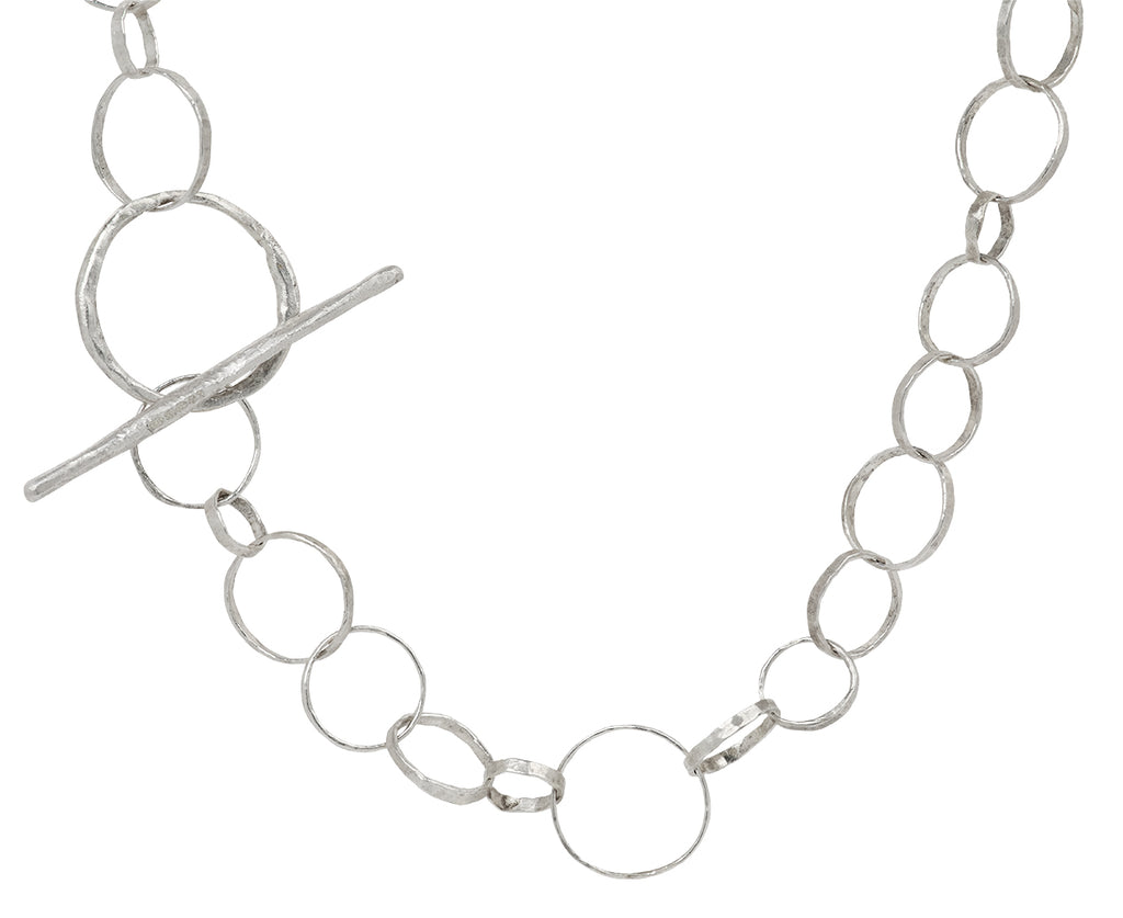 Disa Allsopp Hammered Small Link Fine Silver Chain Necklace - Closure