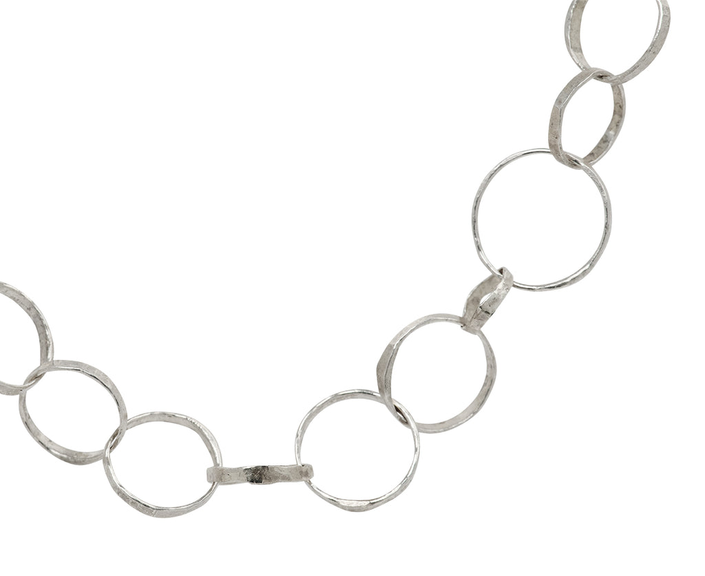 Disa Allsopp Hammered Small Link Fine Silver Chain Necklace - Closeup