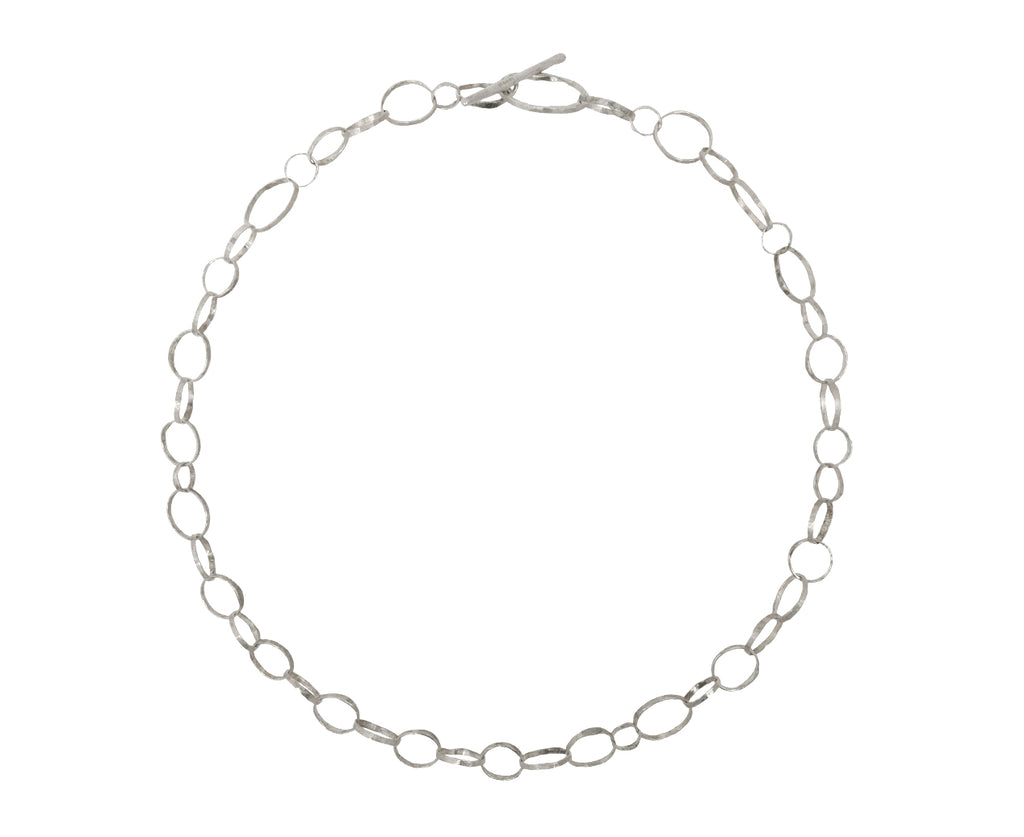 Disa Allsopp Hammered Small Link Fine Silver Chain Necklace - Top Down View