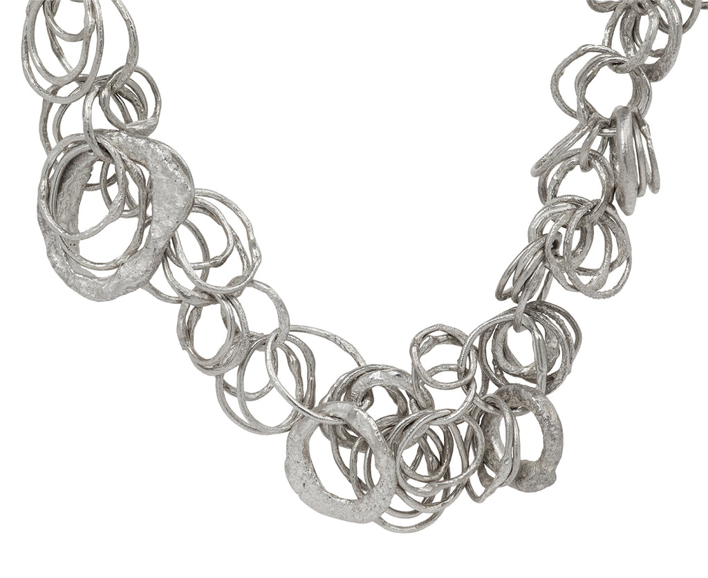 Disa Allsopp Silver Double Layer Random Link Chain Necklace - Closeup