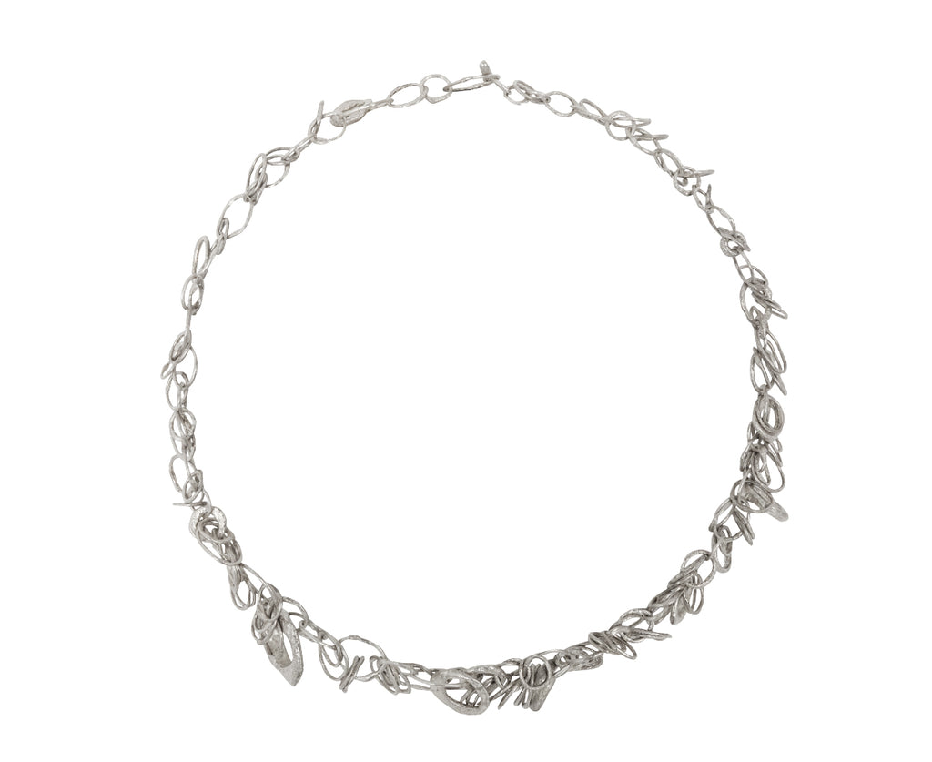 Disa Allsopp Silver Double Layer Random Link Chain Necklace - Top Down View