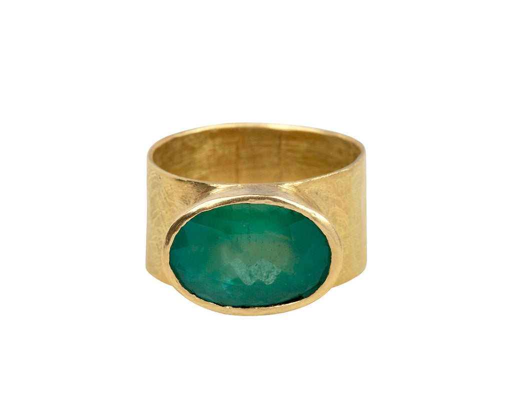 Oval Emerald Wide Band Ring