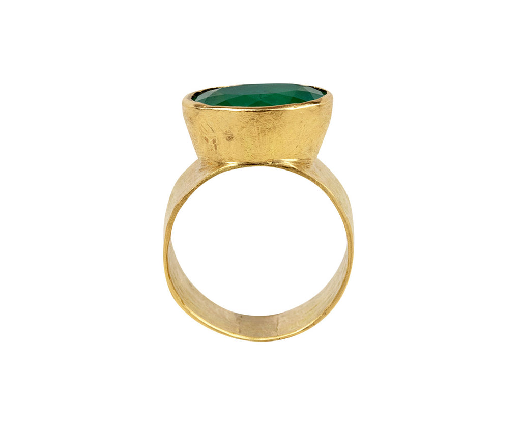 Oval Emerald Wide Band Ring