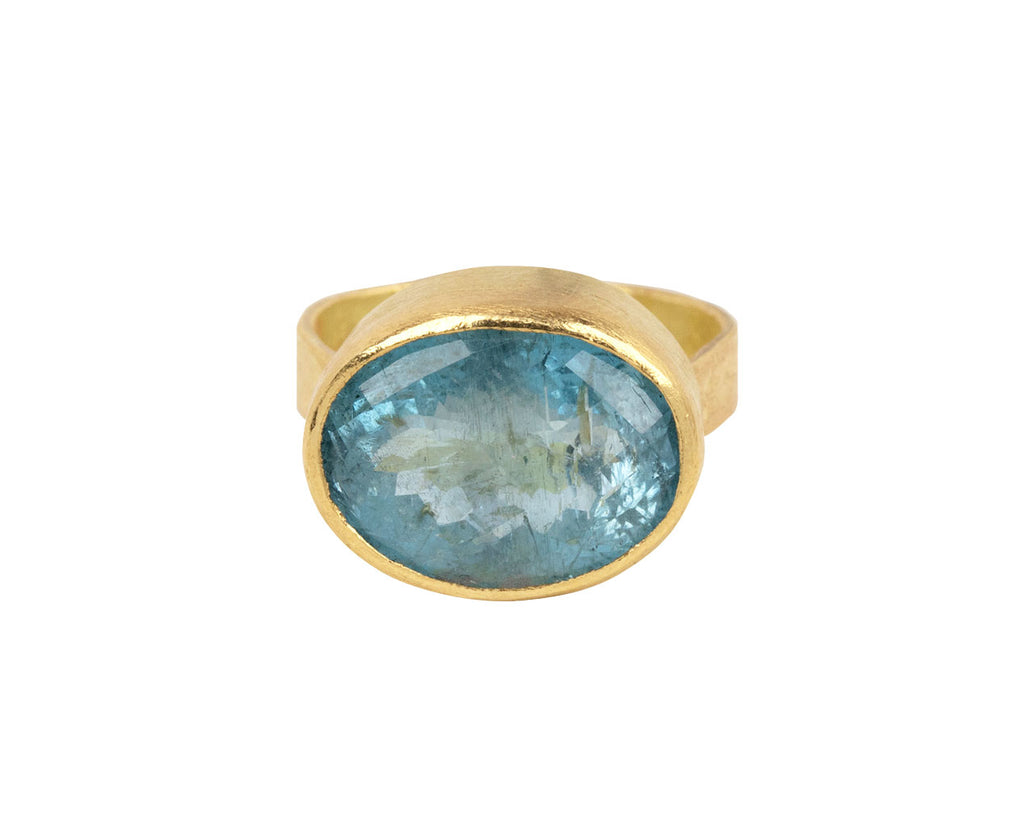 Oval Pineapple Cut Aquamarine Ring