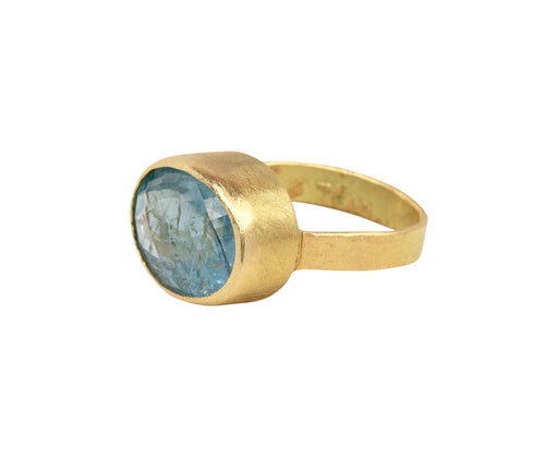 Oval Pineapple Cut Aquamarine Ring