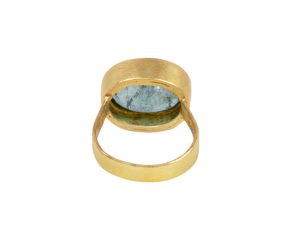 Oval Pineapple Cut Aquamarine Ring