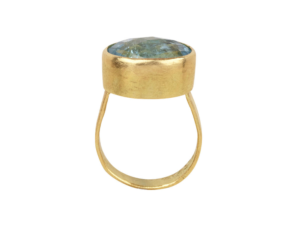 Oval Pineapple Cut Aquamarine Ring
